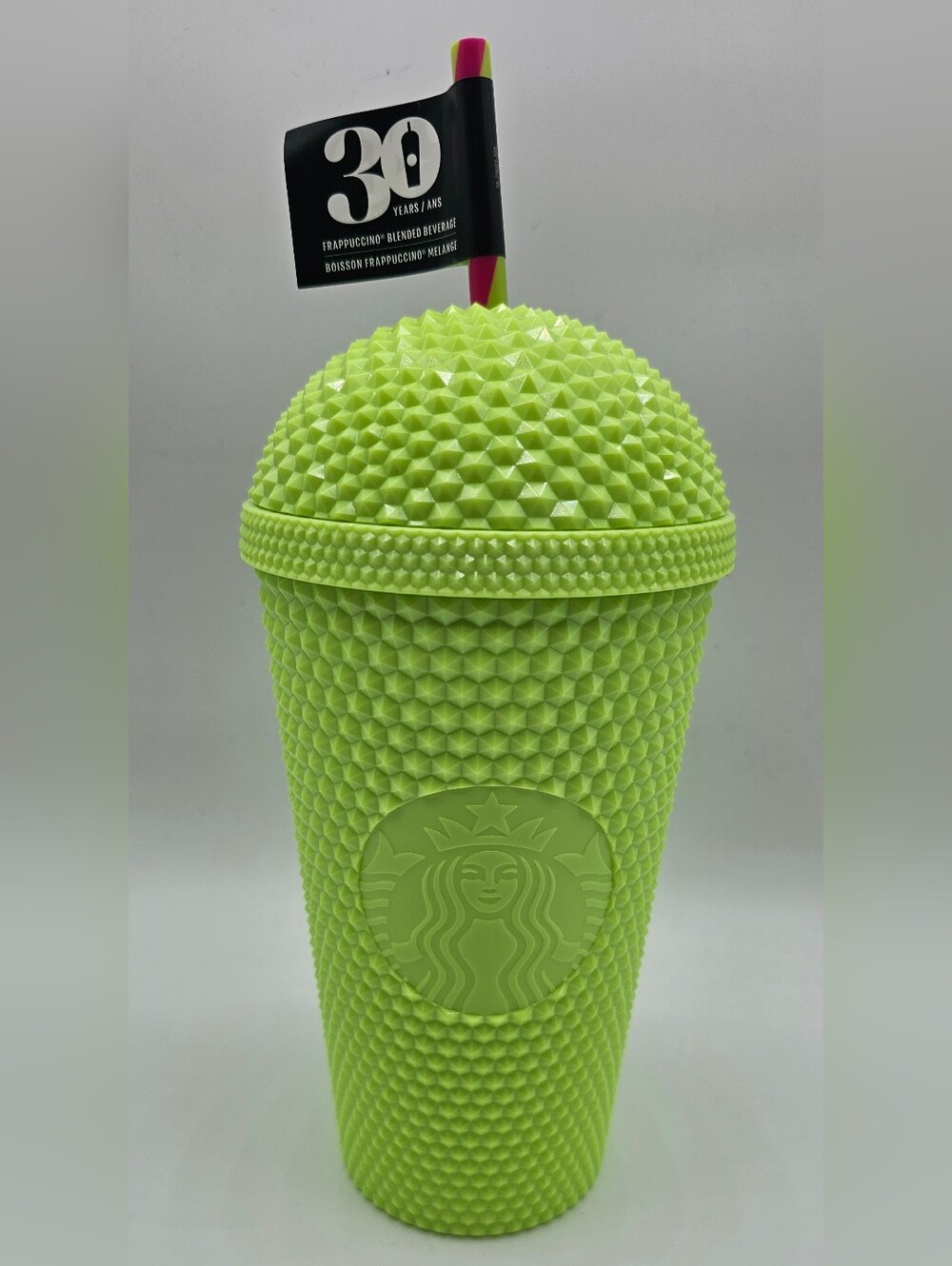 Starbucks 30th Anniversary Lime Green Textured 16 oz Plastic Cold Cup NWT